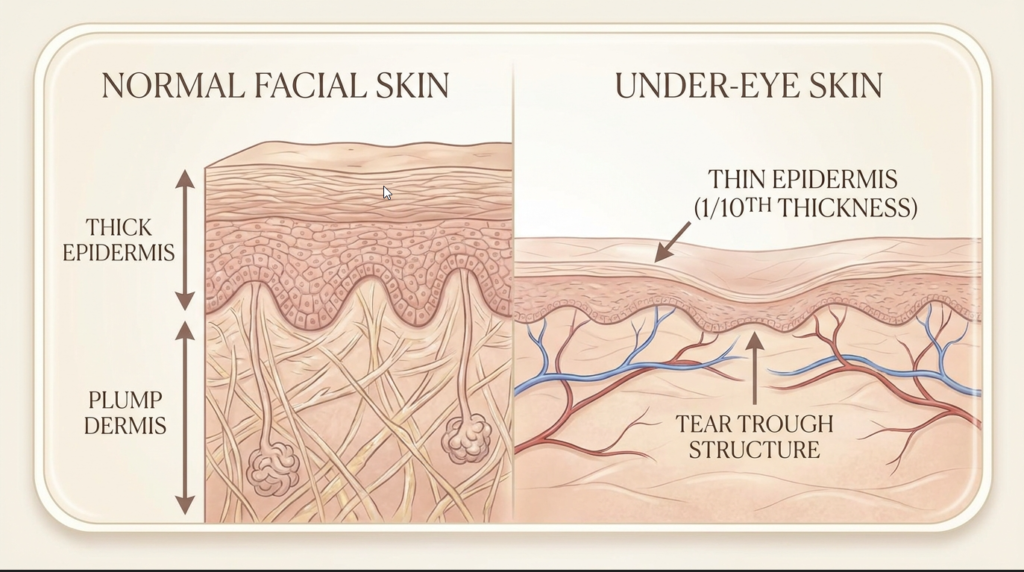 normal skin vs under eye skin for PRP treatment